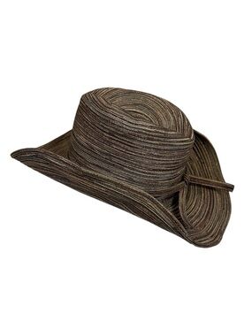NORDSTROM Made Italy Brown Tan Copper Stripe Western Cowgirl Rodeo Shapeable Hat